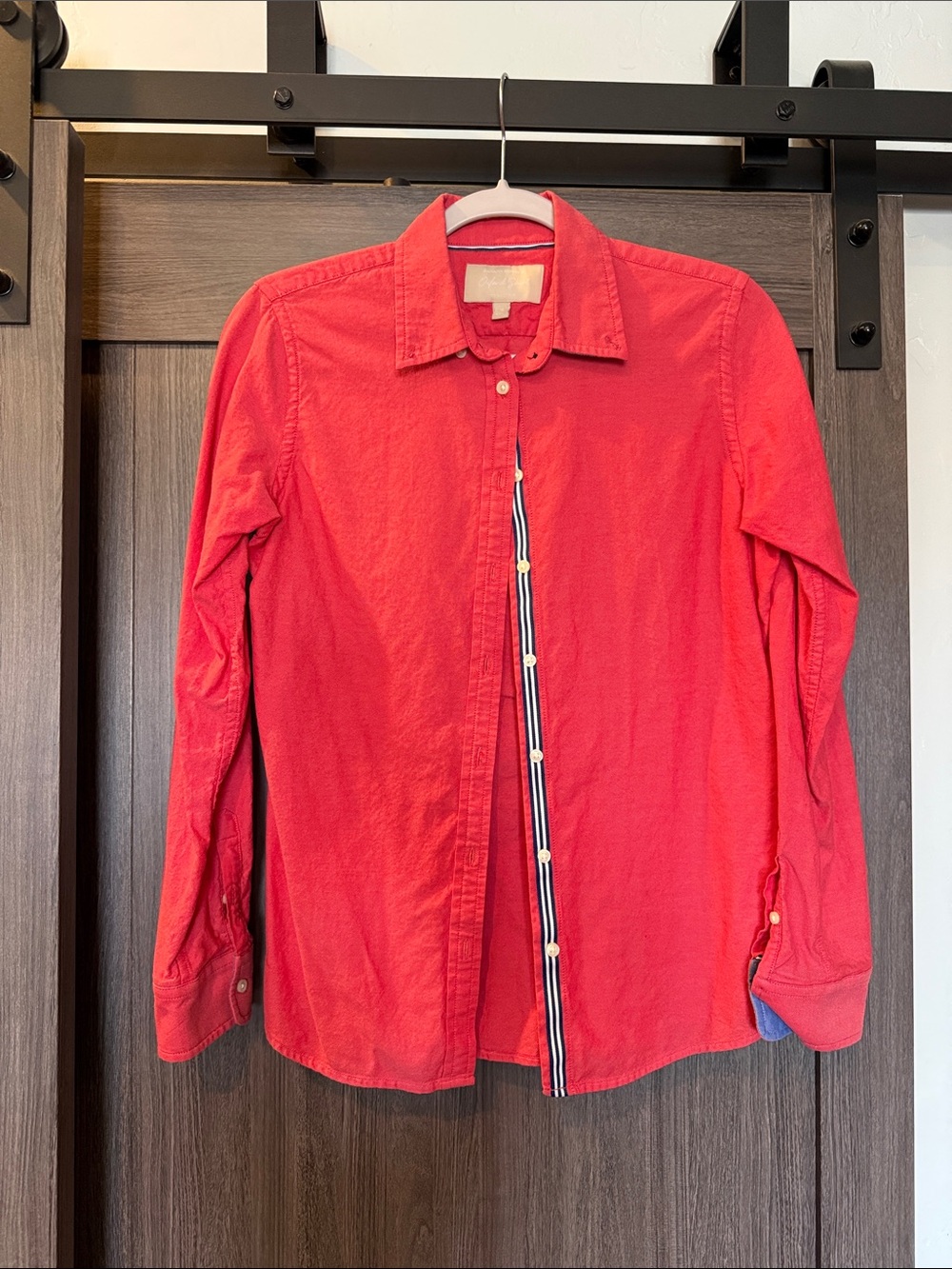 Banana Republic Red Oxford Shirt with Navy Trim